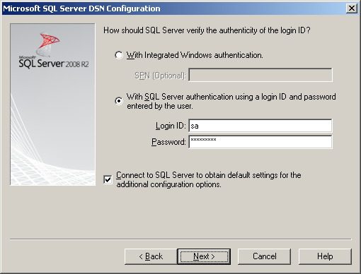 Microsoft SQL Server DSN Configuration