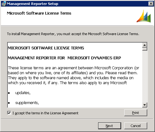 Management Reporter Setup - Microsoft Software License Terms