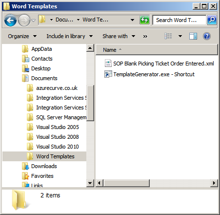Windows Explorer - XML Template