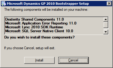 Microsoft Dynamics GP 2010 Bootstrapper Setup