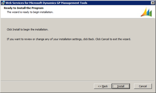 Web Services for Microsoft Dynamics GP Management Tools - Ready to Install the Program