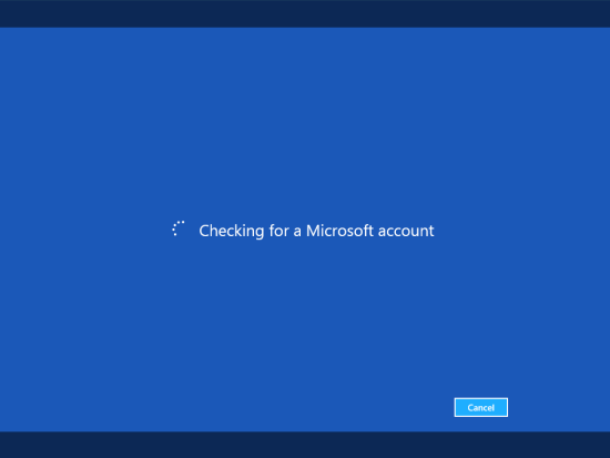 Windows 8 Setup - Checking for a Microsoft account