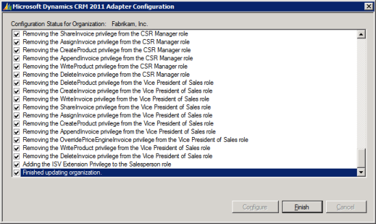 Microsoft Dynamics CRM 2011 Adapter Configuration - Configure Status for Organization