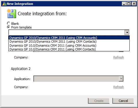 New Integration - Create integration from:
