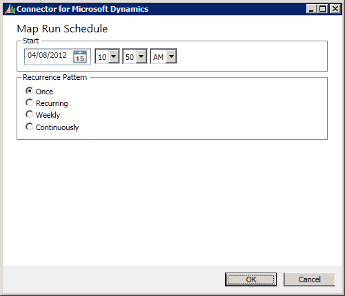 Connector for Microsoft Dynamics - Map Run Schedule