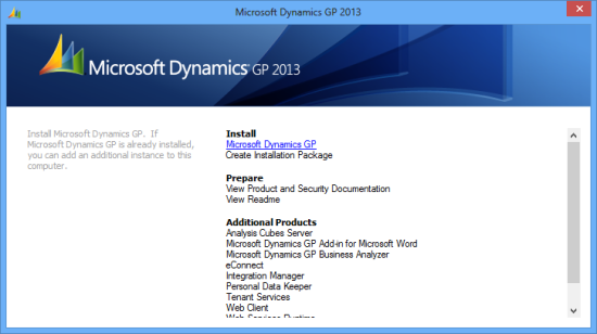 Microsoft Dynamics GP 2013 Setup Utility