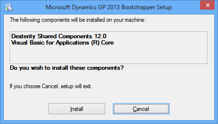 Microsoft Dynamics GP 2013 Bootstrapper Setup