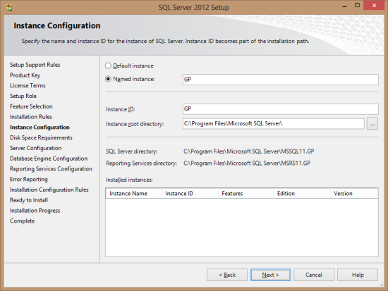 SQL Server 2012 Setup - Instance Configuration