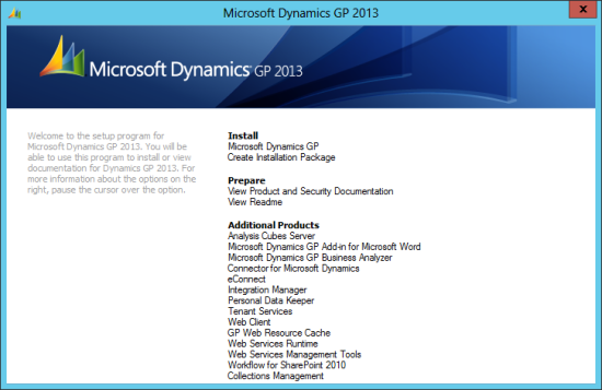 Microsoft Dynamics GP 2013 Setup Utility