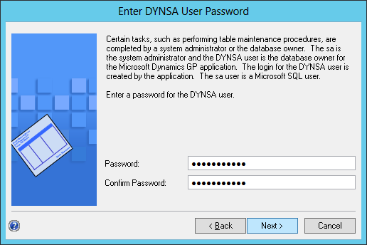 Enter DYNSA User Password