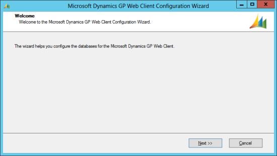 Microsoft Dynamics GP Web Client Configuration Wizard - Welcome