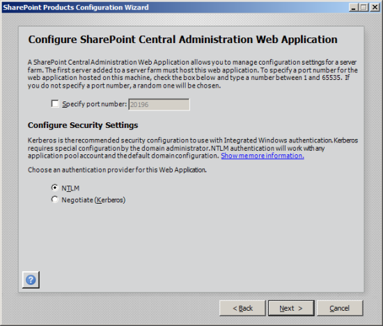 Configure SharePoint Central Administration Web Application