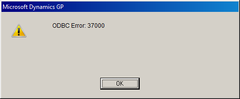 Microsoft Dynamics GP - ODBC Error: 37000