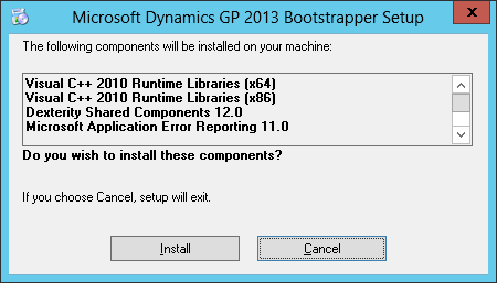 Microsoft Dynamics GP 2013 Bootstrapper Setup