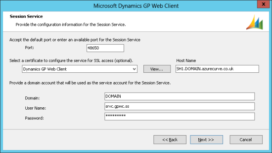 Microsoft Dynamics GP Web Client - Session Service