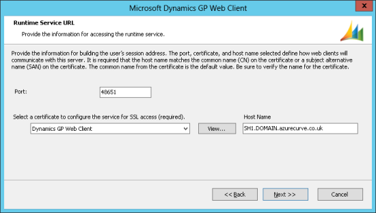 Microsoft Dynamics GP Web Client - Runtime Service URL