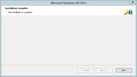 Microsoft Dynamics GP 2013 - Installation Complete