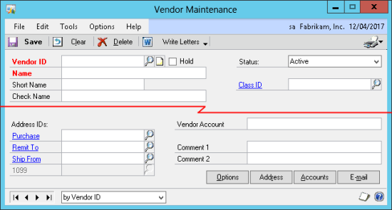Desktop Client Vendor Maintenance