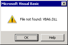File Not Found: VBA6.DLL