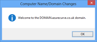 Computer Name/Domain Changes - Welcome to the DOMAIN.azurecurve.co.uk domain.