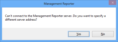 Management Reporter — Can’t connect to the Management Reporter server. Do you want to specify a different server address?