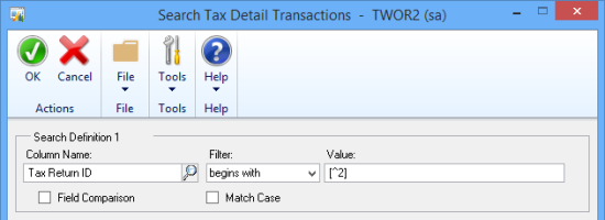 Search Tax Detail Transactions