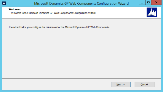 Microsoft Dynamics GP Web Components Configuration Wizard - Welcome