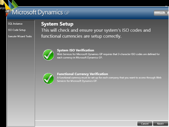 Web Services for Microsoft Dynamics GP Configuration Wizard - System Setup