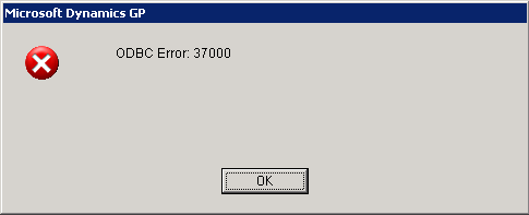 Microsoft Dynamics GP - OSBC Error: 37000