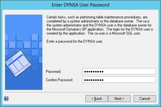 Enter DYNSA User Password