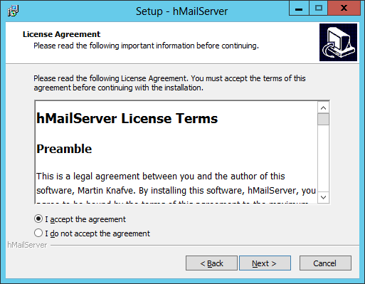 Setup - hMailServer: License Agreement