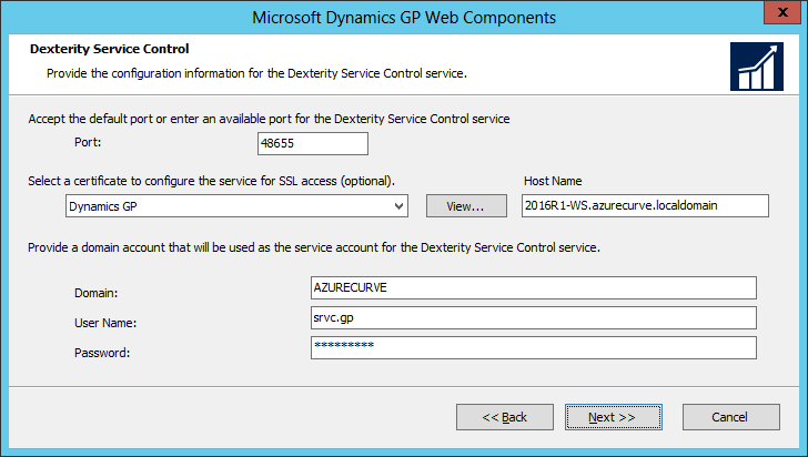 Microsoft Dynamics GP Web Components: Dexterity Service Control