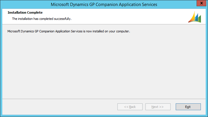 Microsoft Dynamics GP Companion Application Services: Installation Complete
