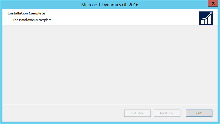 Microsoft Dynamics GP 2016: Installation Complete