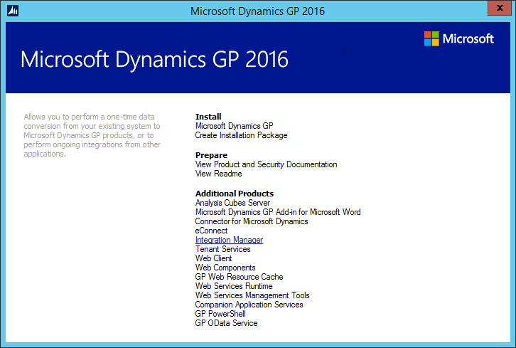 Microsoft Dynamics GP 2016 Setup Utility