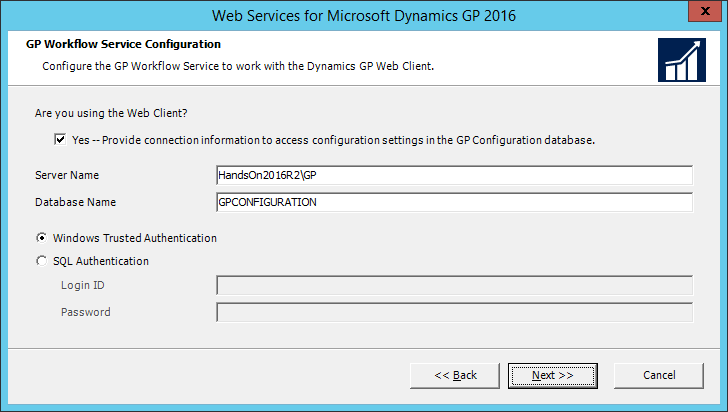 Web Services for Microsoft Dynamics GP 2016: GP Workflow Service Configuration