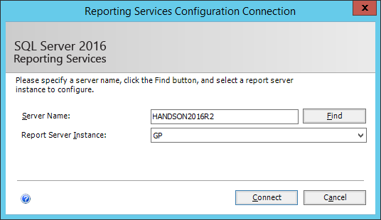 Reporting Services Configuration Connection