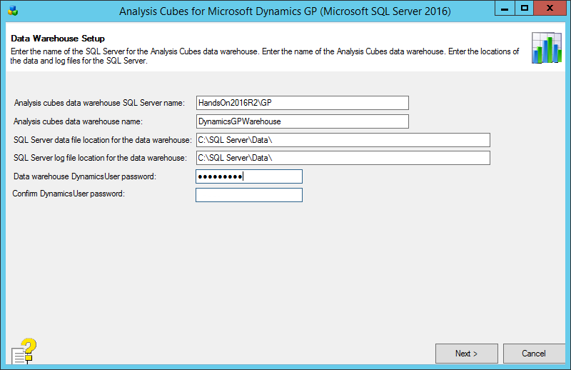 Analysis Cubes for Microsoft Dynamics GP (Microsoft SQL Server 2016): Data Warehouse Configuration