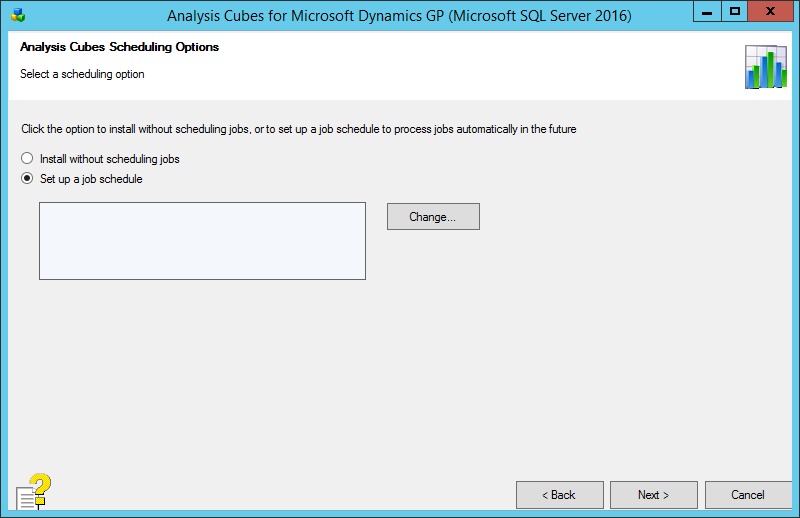 Analysis Cubes for Microsoft Dynamics GP (Microsoft SQL Server 2016): Analysis Cubes Scheduling Options