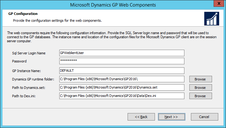 Microsoft Dynamics GP Web Components: GP Configuration