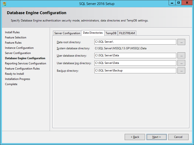 SQL Server 2016 Setup: Database Engine Configuration