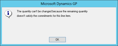 Microsoft Dynamics GP: The quantity can