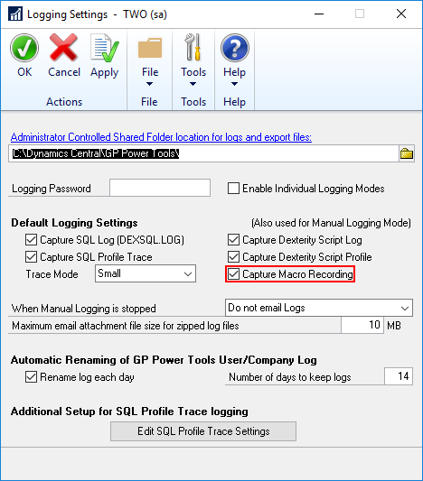 Logging Settings