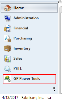 Navigation pane - GP Power Tools button