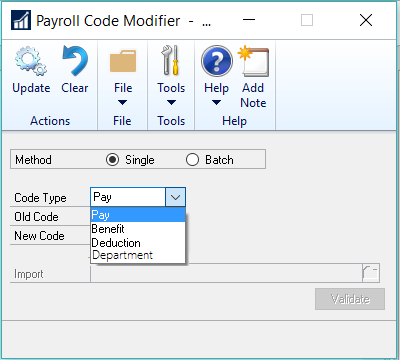 Payroll Code Modifier