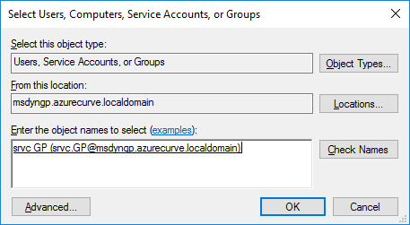 Select users, Computers, Service Accounts, or groups