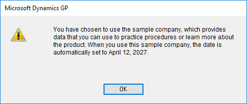 Sample company warning dialog