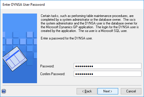Enter DYNSA User Password