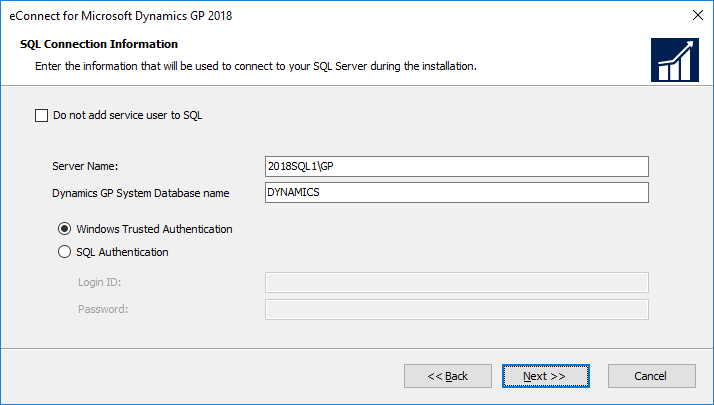eConnect for Microsoft Dynamics GP 2018: SQL Connection Information