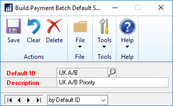 Build Payment Batch Default Settings